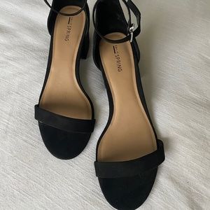 Black suede heel sandal